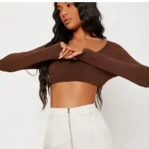 Brown super cropped crop top